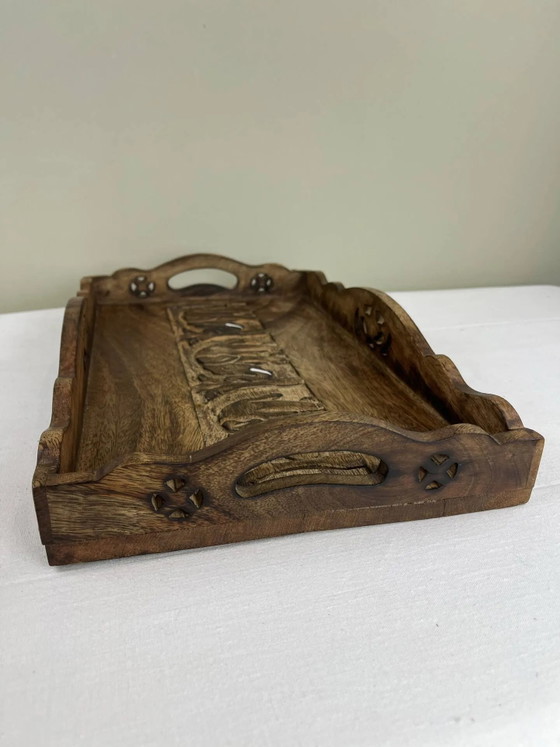 Vassoio decorativo vintage in legno – fregio di elefanti – Accessori da tavola, Wood (photo 7 of 10)