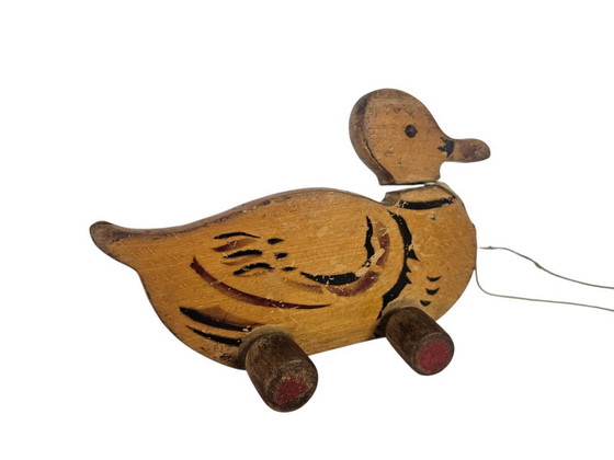 Image 1 of Pièce de musée - Jouet - Canard à bascule / jouet à tirer - Bois - Années 1930