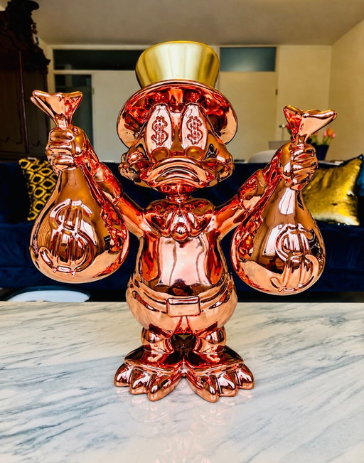 dagobert DUCK SKULPTUR POPART POP ART LUXUS GELD Cartoon Statue rose gold new