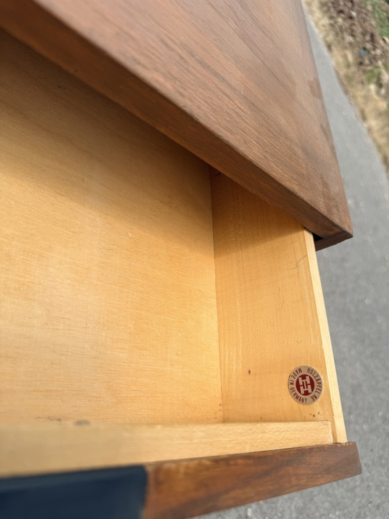 Image 1 of Teakhouten rolvoetstuk uit het midden van de 20e eeuw van Holzäpfel, Duitsland, jaren 60.