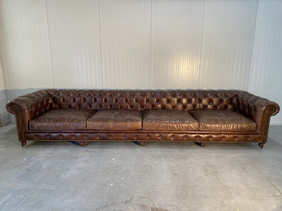 Mega XXXL Chesterfield Sofa Cognac Cigars Mint Condition – Leather, Wood (photo 11 of 11)