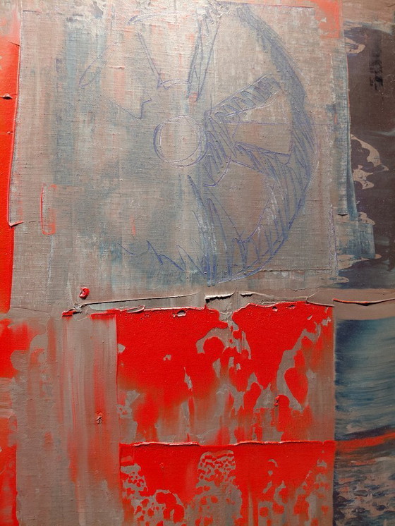 Image 1 of Simon Woudwijk 'Construction III' oil acrylic on canvas, unique! 