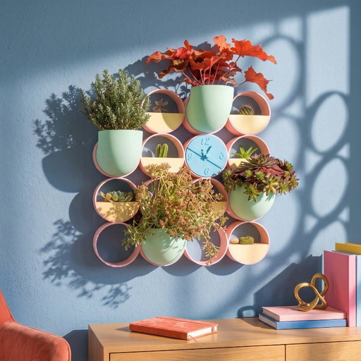 Space Age Panel | 3D Wall Art | Candy Bundle | Wanddeko Midcentury Rosa Minzgrün Wandregal Living Wall Art