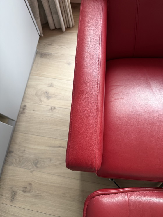 Image 1 of Leolux Dolcinea rotes Leder mit Ottomane