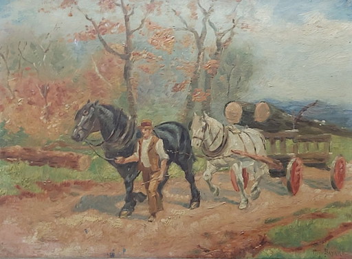 Paul Leon Bayart , agriculteur avec chevaux