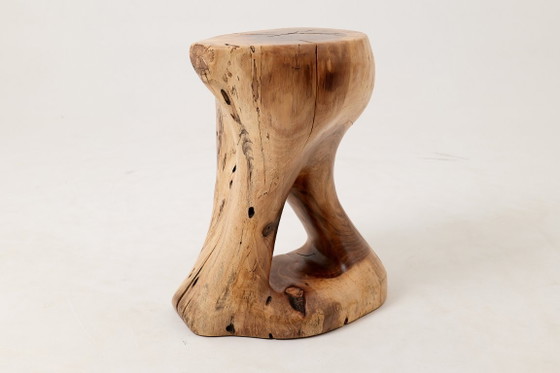 Image 1 of Sculptural Stool/Side Table, Walnut, Carved, Unique, Logniture