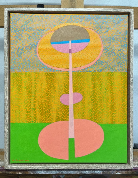 Image 1 of Origineel schilderij, "FIGURINE", acrylverf op doek, inclusief lijst, 53,5 cm x 43,5 cm