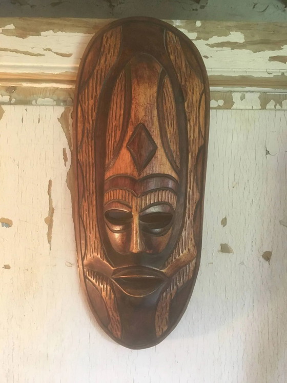 African wooden mask – Wall decoration, Vintage (photo 6 of 10)
