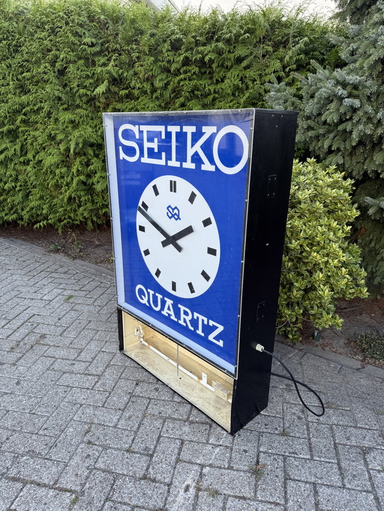 Image 1 of Caja de luz grande Seiko con letrero de tienda de reloj eléctrico