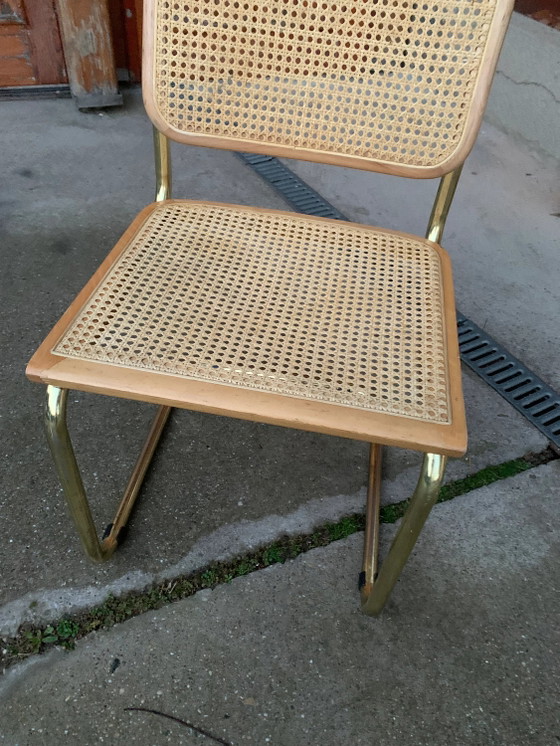 Mid-Century Modern Italian Marcel Breuer B32 Cesca Chair, 70s – Adjustable recliner chair, Metal, Brass (photo 6 of 8)