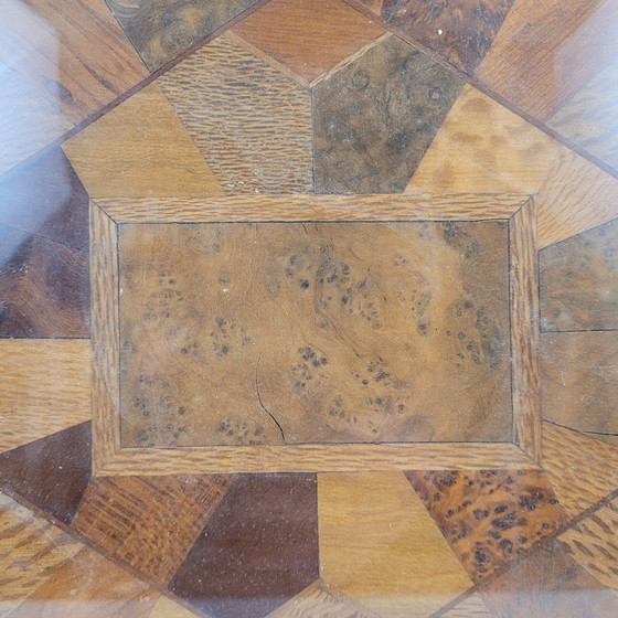 Image 1 of Bandeja Art Déco, Marquetería Y Cristal, 1950 – Francia