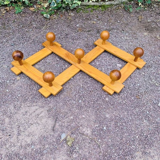 Vintage Extendable Pine Coat Rack – Wood (photo 4 of 9)