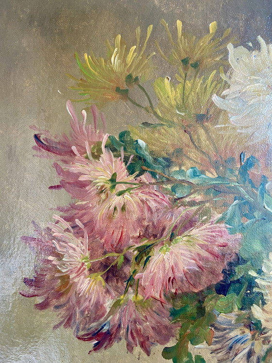 Signed Floral Still Life by Edmond Van Coppenolle, Oil on Canvas, 19th Century – Paintings & Drawings, Wood (photo 7 of 11)