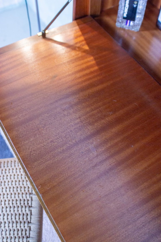 Image 1 of Vintage teakhouten secretaire, hoge kast, dressoir, dressoir, midden 20e eeuw