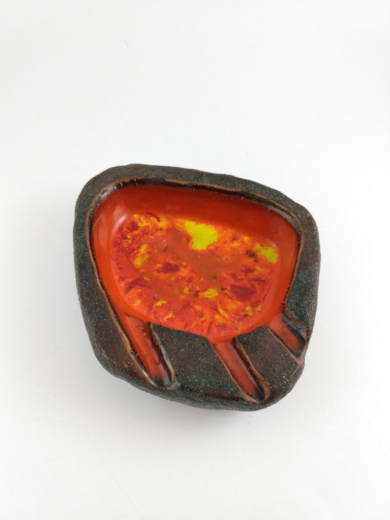 Cendrier Fat Lava rétro vintage rouge orange jaune – Accessoires de table, Ceramic (photo 3 of 7)
