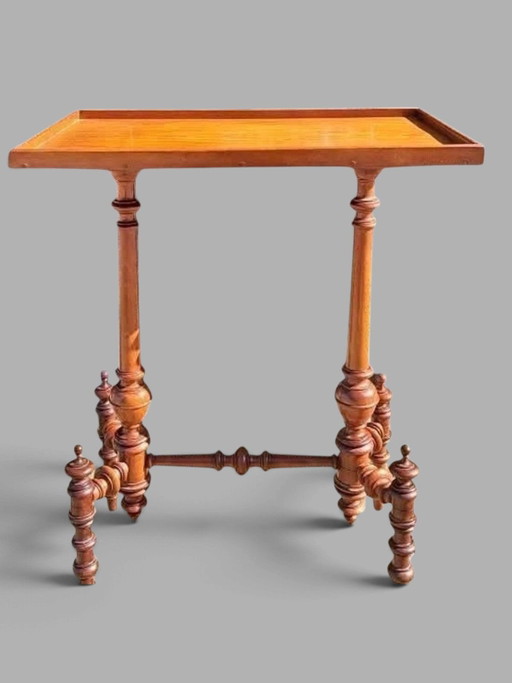 Antieke spinnen bijzettafel sidetable, haltafel afm. 62x38cm en 79cm hoog.