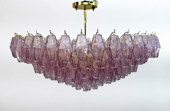 Image 1 of Carlo Scarpa Style Mid-Century Modern Murano Glass Poliedri Chandelier by Venini