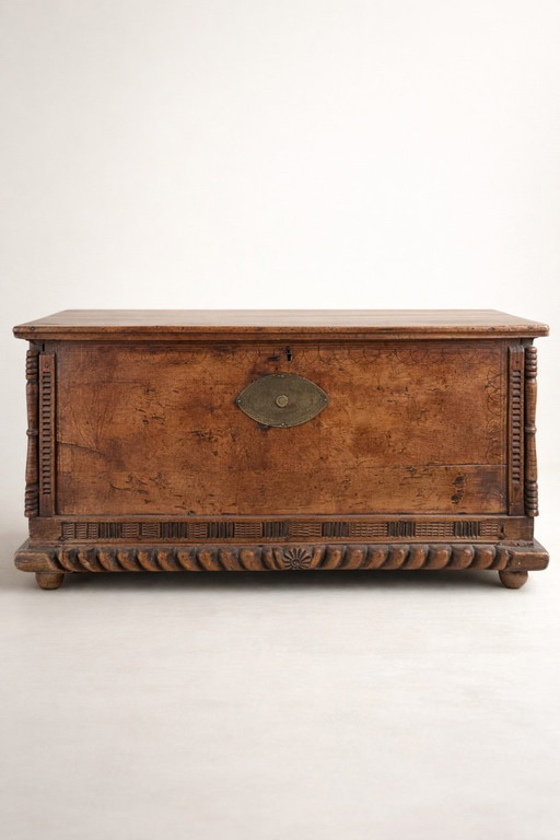 Antique carved wooden chest