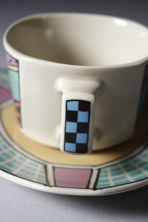 Image 1 of Dorothy Hafner & Rosenthal Studio Linie - Flash cup & saucer 1980s Memphis