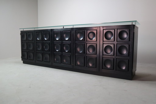Black Brutalist Sideboard by Frans Defour, Belgium 1970s