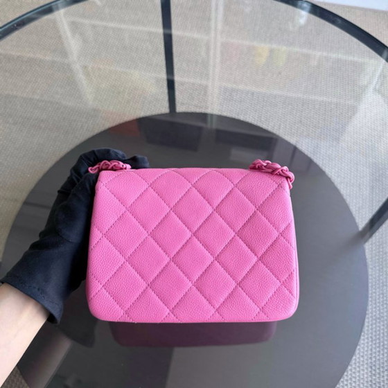 Image 1 of Chanel Classic Flap Seasonal Mini Square - Caviar Quilted Grained Calfskin All Pink Barbie Series 29