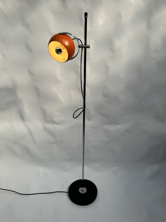 Image 1 of Vintage oranje vloerlamp in de vorm van een oog, retro design uit de jaren 70