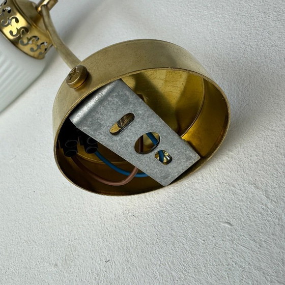 Image 1 of SET VAN 3 VINTAGE OPALINE WANDLAMPEN