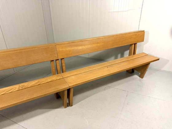 Image 1 of XL Modernist solid beech wood bench 1960s
