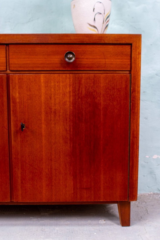 Image 1 of Vintage chest of drawers sideboard pattern ring teak nut mid century 60s