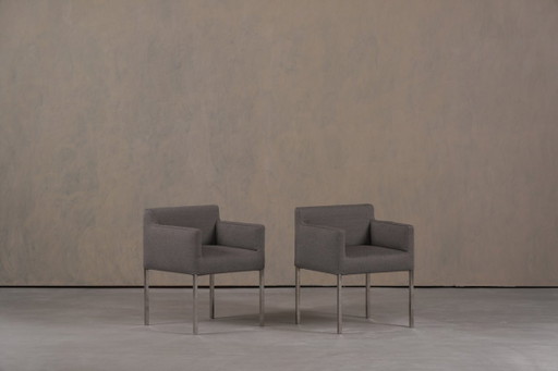 Sedie Ligne Roset in tessuto grigio, Francia, anni 2000, set da 2