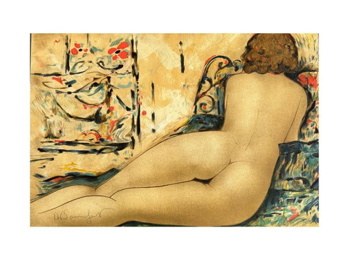 Lithographie de nu féminin par Alain Bonnefoit, France, après 2000