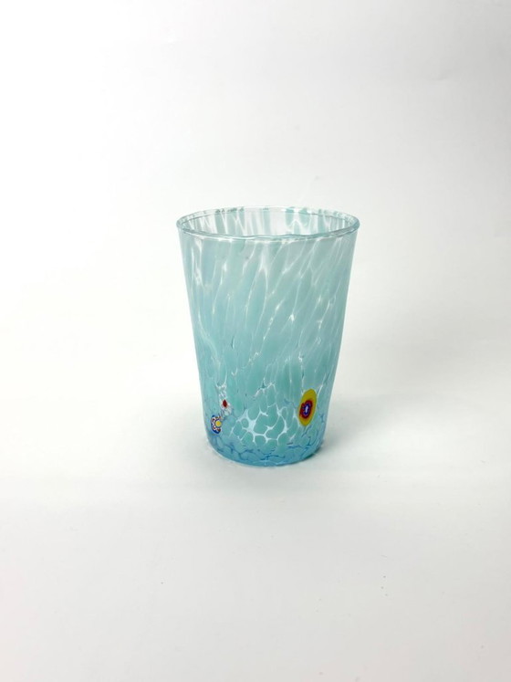 Image 1 of Set di 6 bicchieri in vetro soffiato veneziano con murrine Effetre Murano fuse nel vetro, hand made in italy.