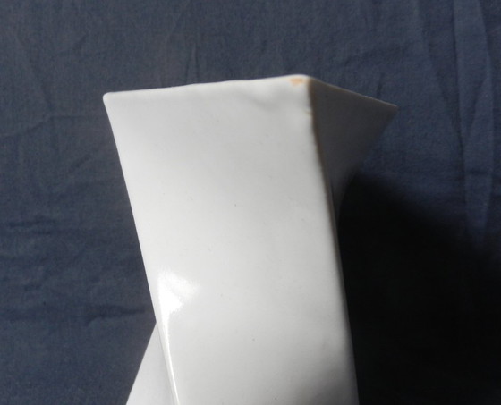 Image 1 of Angled white earthenware vase Jan van der Vaart 1975