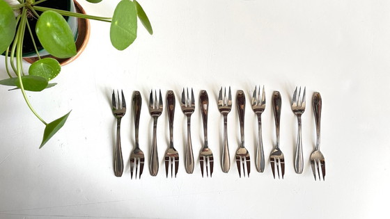 Image 1 of 12 Fourchettes à DESSERT Inox Vintage