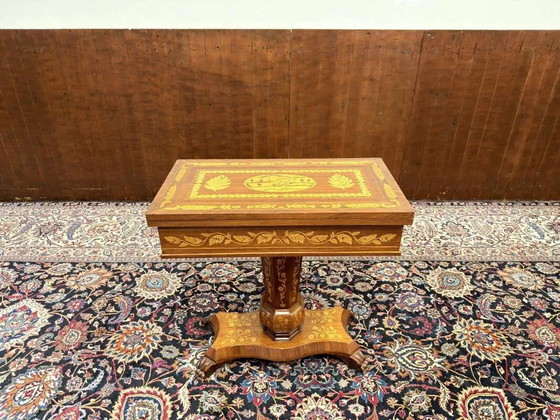 Tavolo da gioco olandese intarsiato del XIX secolo, Tavolini, Legno (foto 3 di 15)
