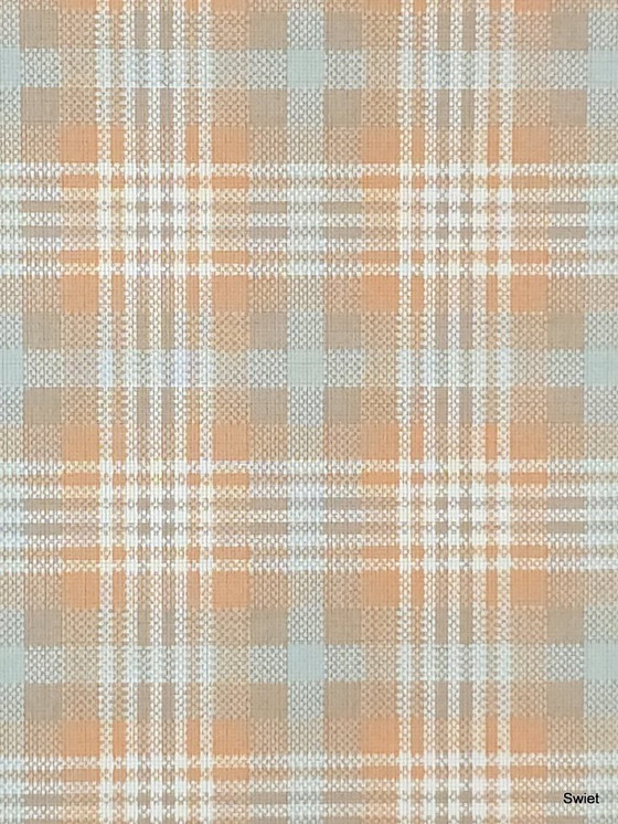 Image 1 of Papier peint vintage à losanges 14295, orange, bleu, beige