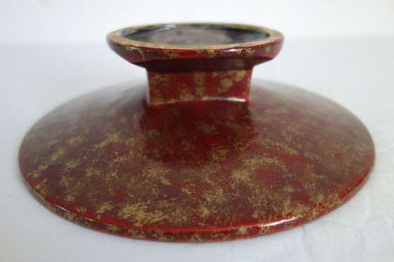 Image 1 of Louis Dage rode en vergulde fruitschaal uit de jaren 20/30