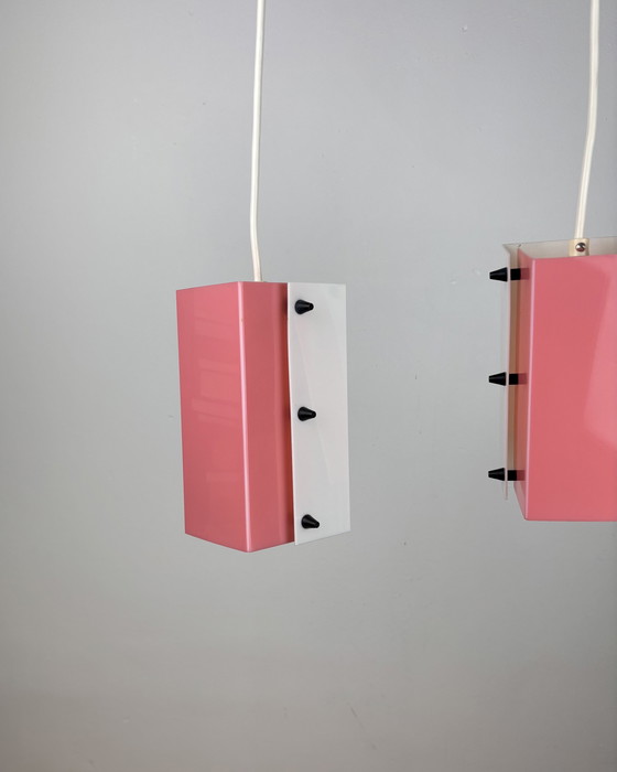 Image 1 of Space Age Pendant lamp, Acrylic, 1960s, Mid Century, Vintage Lamp, Pink-White, Germany, 50s, Pop Art, Minimalism, Industrial