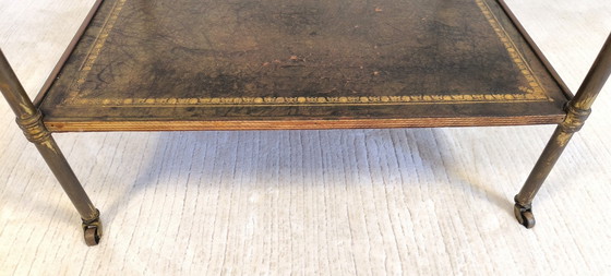 Image 1 of 😍✨Prächtiger Barwagen von Maison Jansen – Messing, Bronze und Blattgoldleder – Um 1950✨😍