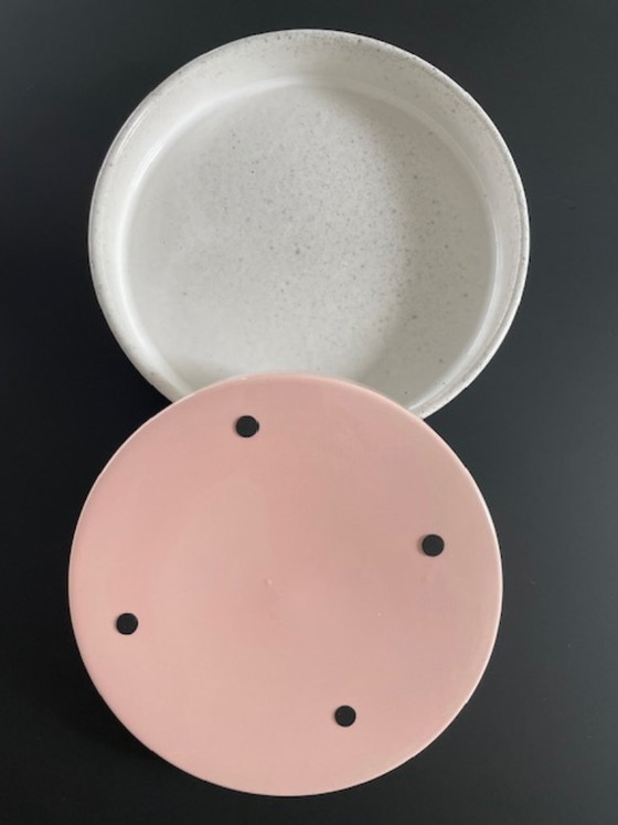 Image 1 of Keramieken Schalen Set 2 Wit Roze Glazuur