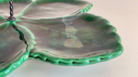 Image 1 of Piatto Barbotine in ceramica smaltata vintage