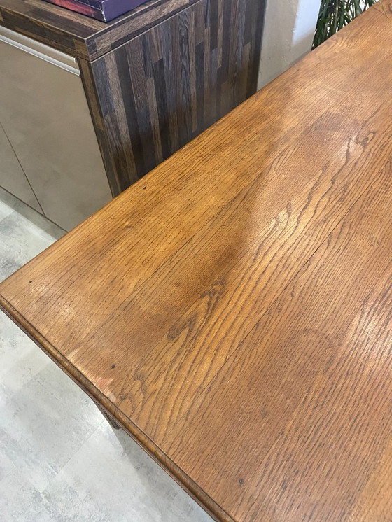 Image 1 of Scrivania a 5 cassetti in legno massello di rovere, 150x85cm, circa 1950