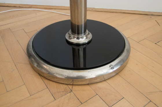 1930s Floor Nickel Lamp with Side Table – Functionalism, Bauhaus – Floor lights, Glass, Metal (photo 11 of 12)