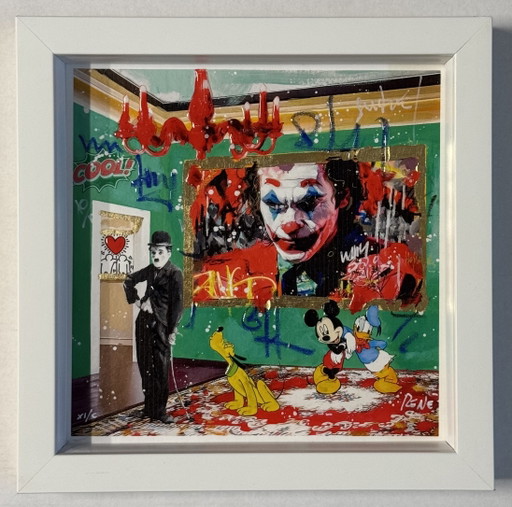 René Zeefdruk 20x20cm, De Paradox van de Glimlach, Pop Art, Wonen, Decoratie – lithos zeefdrukken, Paper, Wood
