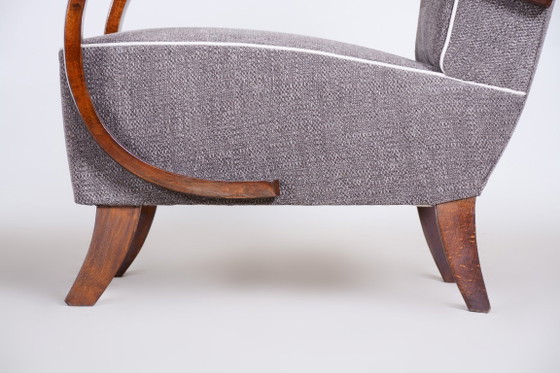 Restored Art Deco Armchair, by J. Halabala for UP Zavody, Beech, Czech, 1930s – UP Závody, Textile, Wood (photo 3 of 11)