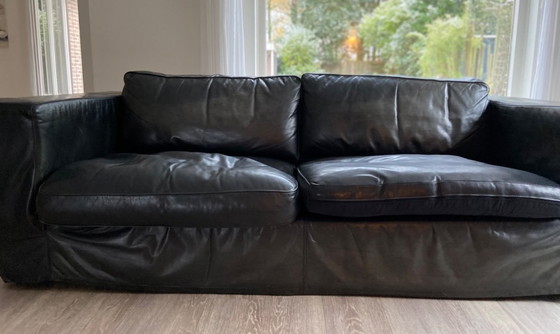 Image 1 of Two 3-seater Machalke sofas, aniline leather (black)