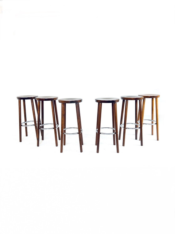 Image 1 of 6x sgabelli da bar brutalisti anni '70