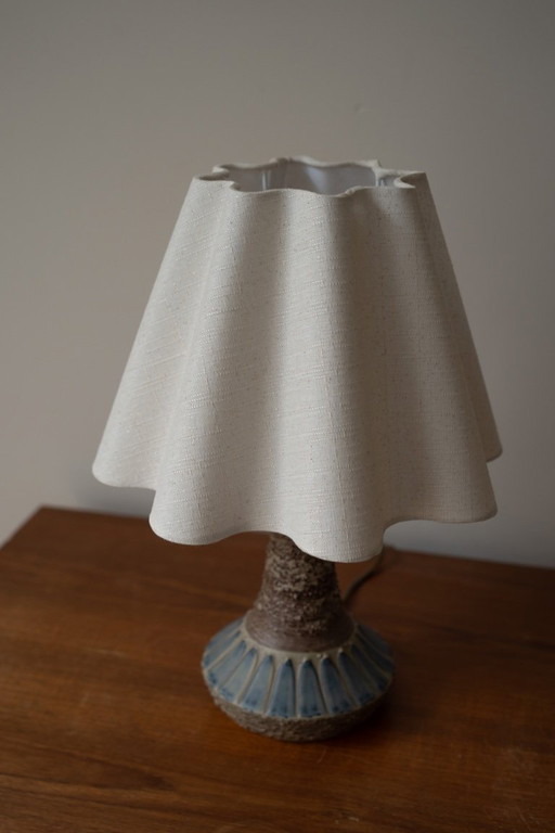 Danish ceramic table lamp beige/blue