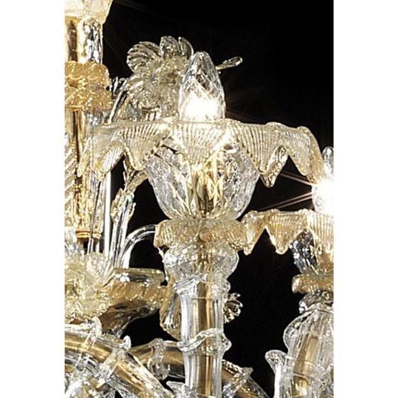Image 1 of Handgefertigter Kronleuchter Ca’ Rezzonico aus venezianischem Muranoglas im imperialen Stil mit Golddetails