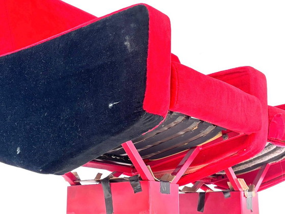 Vintage Bioscoopbank, Rode Fluweelbekleding met Klapstoelen, Loveseats, Hout, Rood (foto 13 van 15)
